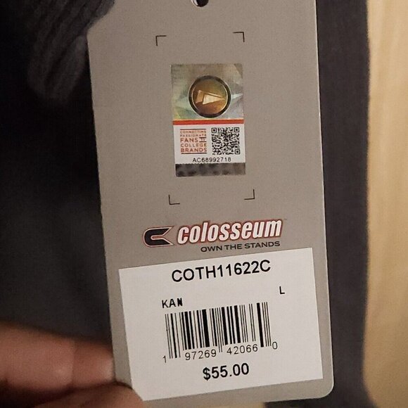 Colosseum University Of Kansas New Mens Grey Waffle Knit Hooded Shirt - Picture 7 of 7